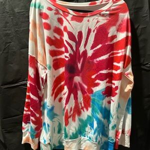 Red and White Oversized Hoodie with Graphic Design